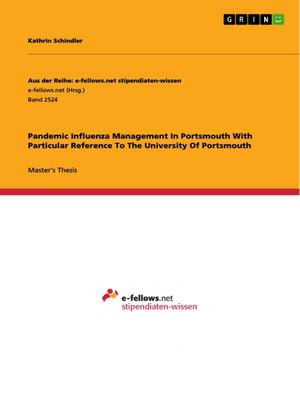 cover image of Pandemic Influenza Management In Portsmouth With Particular Reference to the University of Portsmouth